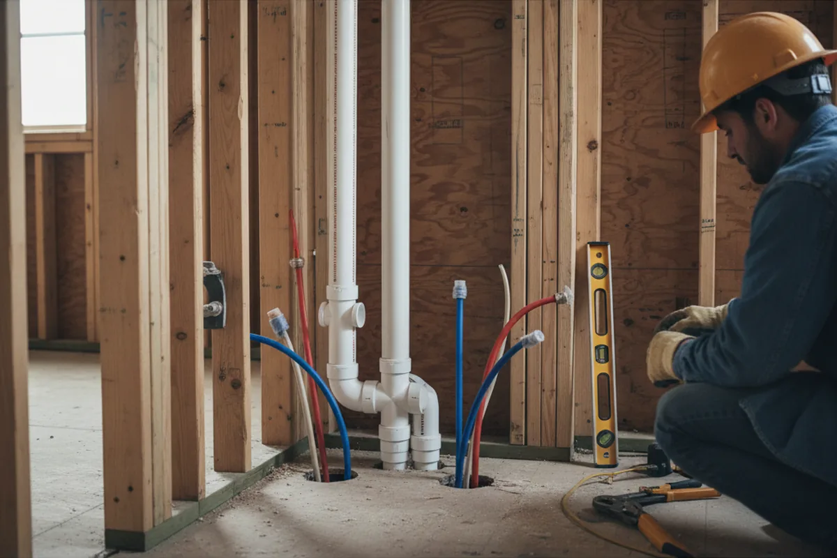 Drain and supply rough-in during Toilet Repair and Installation in Unionville